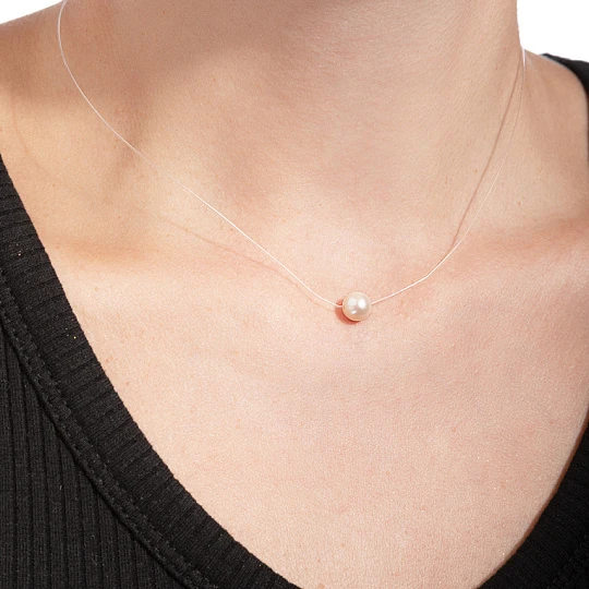 Колье серебряное Sh002-KW7-Rd | Колье с жемчугом купить по выгодной цене в ювелирном магазине ⭐️ «Золотая Подкова»