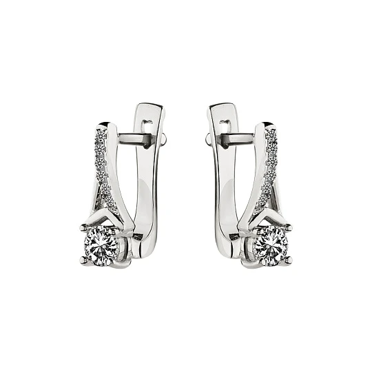 Серьги серебряные SET7612E | Серьги с фианитом купить по выгодной цене в ювелирном магазине ⭐️ «Золотая Подкова»