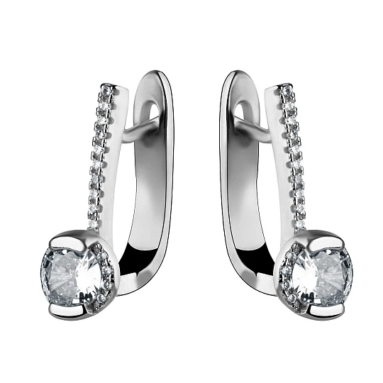 Серьги серебряные SET8386E | Серьги с фианитом купить по выгодной цене в ювелирном магазине ⭐️ «Золотая Подкова»