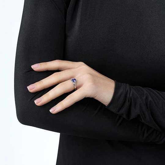 Кольцо золотое 920465Б.Бр.Сапфир | Кольца с сапфиром купить по выгодной цене в ювелирном магазине ⭐️ «Золотая Подкова»