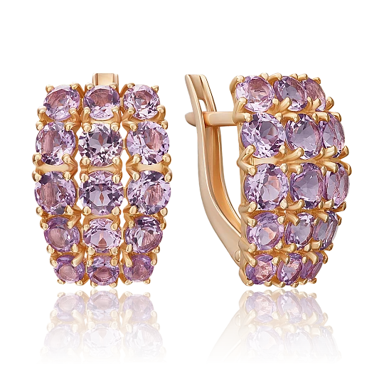 Серьги золотые 02-5430-00-203-1110 | Серьги с аметистом купить по выгодной цене в ювелирном магазине ⭐️ «Золотая Подкова»