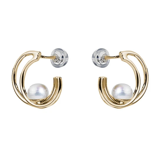 Серьги серебряные SAM729E-Y | Серьги с жемчугом купить по выгодной цене в ювелирном магазине ⭐️ «Золотая Подкова»