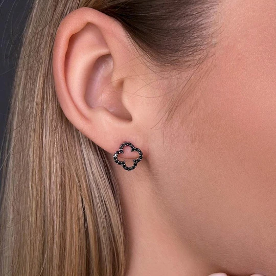 Серьги серебряные С-7351чр416 | Ювелирные изделия от бренда Серебро России 💍 купить по доступной цене в ювелирной сети «Золотая Подкова»