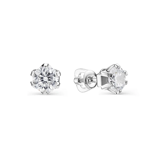Серьги из серебра с фианитами