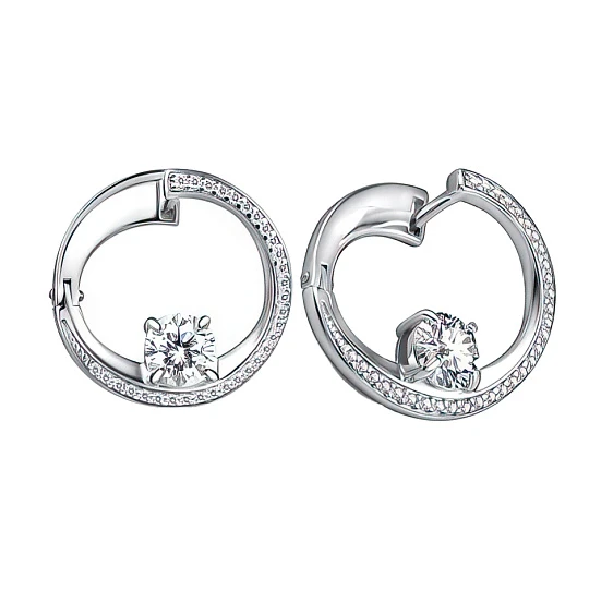Серьги из серебра с фианитами