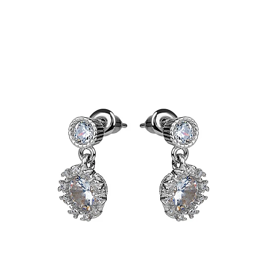 Серьги из серебра с фианитами
