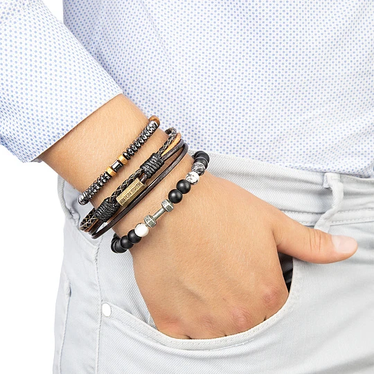 Браслет стальной Om-BR044-bkgy | Браслеты купить по доступной цене в ювелирном магазине «Золотая Подкова»