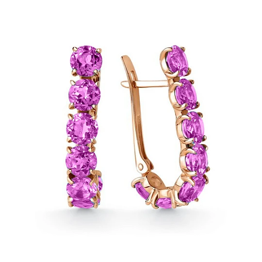 Серьги золотые 2350309 Аметист | Серьги с аметистом купить по выгодной цене в ювелирном магазине ⭐️ «Золотая Подкова»