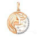 Подвеска золотая 101168-1102 "Дева" | Подвеска золотая 101168-1102 "Дева" купить по цене 23396 руб. в ювелирном магазине ⭐️ «Золотая Подкова»