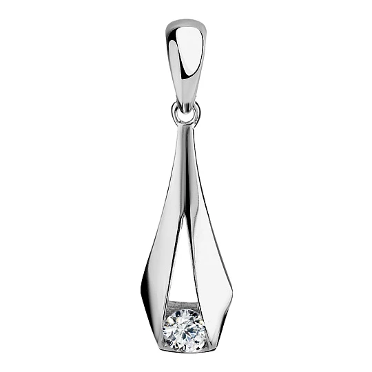 Подвеска серебряная B19395-P | Подвески и кулоны с фианитом купить по выгодной цене в ювелирном магазине ⭐️ «Золотая Подкова»