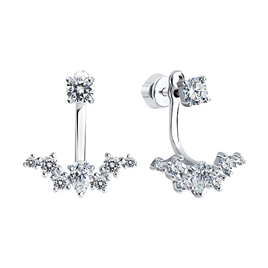 Серьги из серебра с фианитами