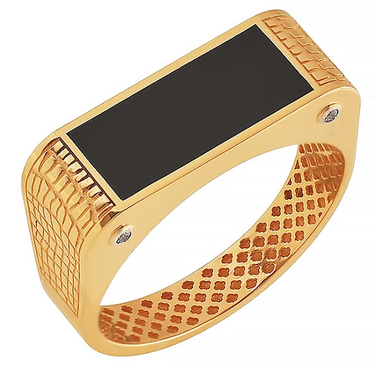 Кольцо золотое 920460Аг.Ч | Кольца с агатами купить по выгодной цене в ювелирном магазине ⭐️ «Золотая Подкова»