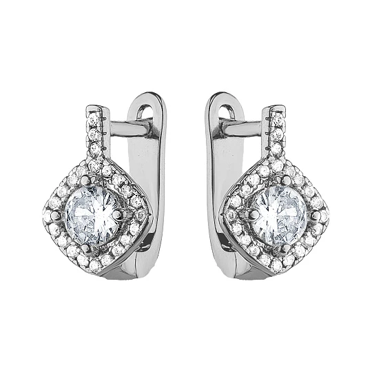 Серьги из серебра с фианитами