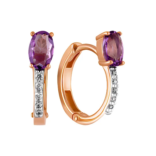 Серьги золотые 1043552-11130-A | Серьги с аметистом купить по выгодной цене в ювелирном магазине ⭐️ «Золотая Подкова»