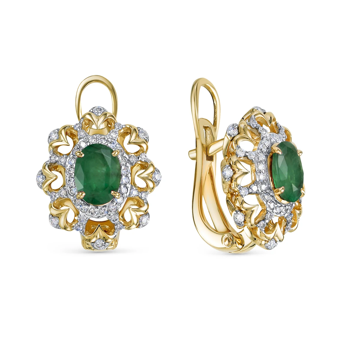 Серьги золотые 24344-301 | Серьги с изумрудами купить по выгодной цене в ювелирном магазине ⭐️ «Золотая Подкова»