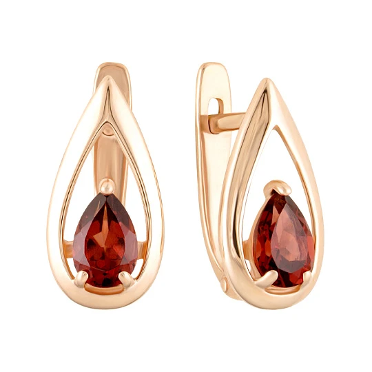 Серьги золотые 1053492-11220-G | Серьги с гранатом купить по выгодной цене в ювелирном магазине ⭐️ «Золотая Подкова» Серьги золотые 1053492-11220-G | Серьги с гранатом купить по выгодной цене в ювелирном магазине ⭐️ «Золотая Подкова»
