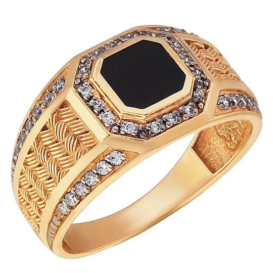 Кольцо золотое 801-01571-10-00-12-00 | Печатки кольца купить по выгодной цене в ювелирном магазине ⭐️ «Золотая Подкова»