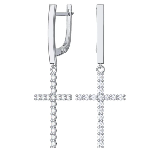 Серьги серебряные 0201659-00775 | Серьги с фианитом купить по выгодной цене в ювелирном магазине ⭐️ «Золотая Подкова»