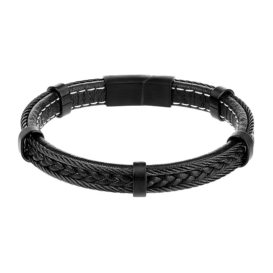 Браслет стальной AS-BR139-bk | Мужские браслеты купить по выгодной цене в ювелирном магазине ⭐️ «Золотая Подкова»