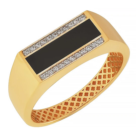 Кольцо золотое 901-00458-10-00-12-00 | Кольца с агатами купить по выгодной цене в ювелирном магазине ⭐️ «Золотая Подкова»