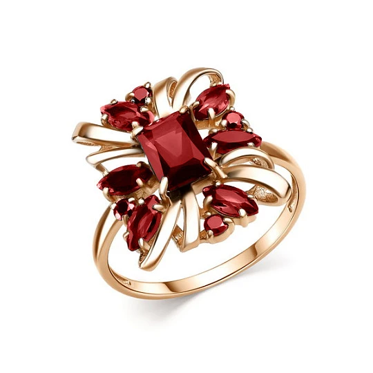 Кольцо золотое 10491992 Гранат | Кольца с гранатом купить по выгодной цене в ювелирном магазине ⭐️ «Золотая Подкова»