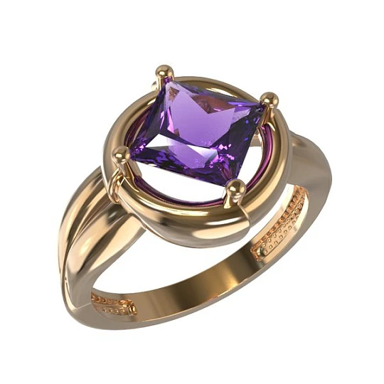 Кольцо золотое 1030951-11220-A | Кольца с аметистом купить по выгодной цене в ювелирном магазине ⭐️ «Золотая Подкова»