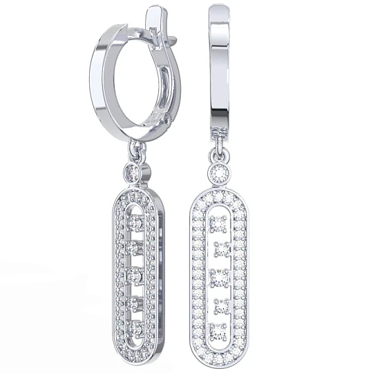 Серьги из серебра с фианитами