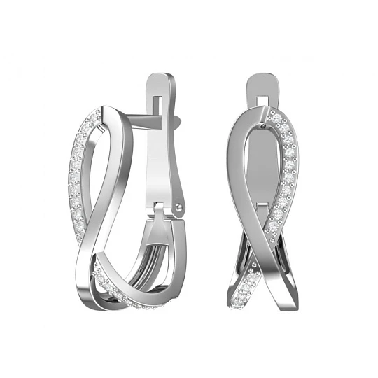 Серьги из серебра с фианитами