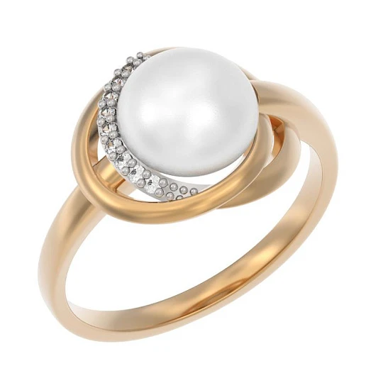 Кольцо золотое 1041041-11150 | Кольца с жемчугом купить по выгодной цене в ювелирном магазине ⭐️ «Золотая Подкова»