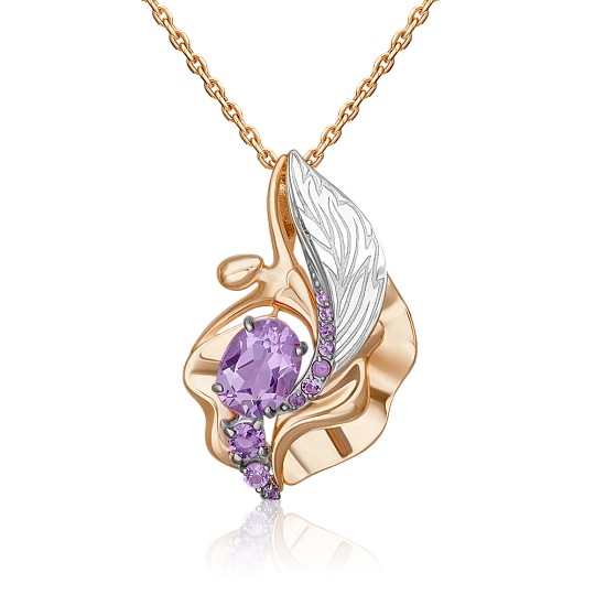 Подвеска золотая 03-3438-00-203-1111 №22 22 | Подвески и кулоны с аметистом купить по выгодной цене в ювелирном магазине ⭐️ «Золотая Подкова»