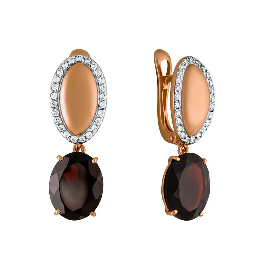 Серьги золотые 21803472Гранат | Серьги с гранатом купить по выгодной цене в ювелирном магазине ⭐️ «Золотая Подкова»