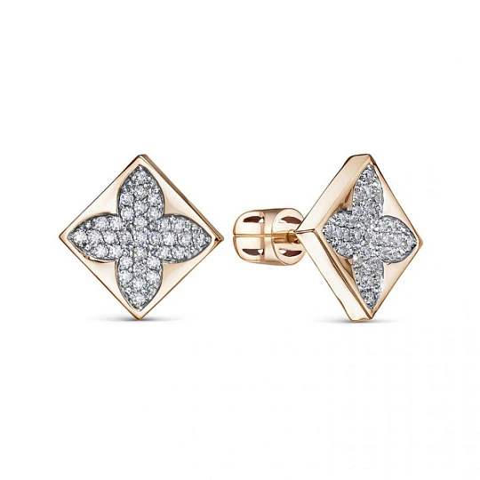 Серьги золотые 050125 | Серьги с фианитом купить по выгодной цене в ювелирном магазине ⭐️ «Золотая Подкова»
