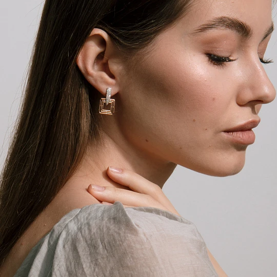 Серьги из золота с фианитами