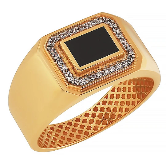 Кольцо золотое 901-00464-10-00-12-00 | Печатки кольца купить по выгодной цене в ювелирном магазине ⭐️ «Золотая Подкова»