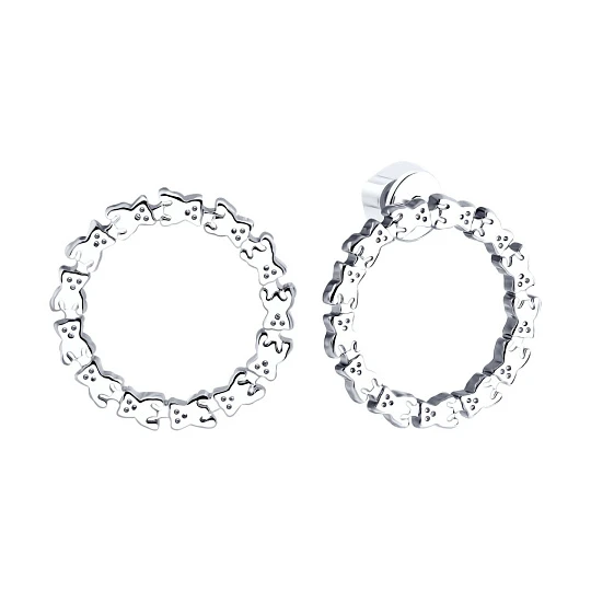 Серьги серебряные 94026009 | Ювелирные изделия в сети Золотая Подкова