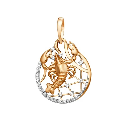 Подвеска золотая 101158-1102 "Рак" | Ювелирные изделия в сети Золотая Подкова
