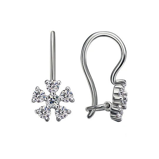 Серьги из серебра с фианитами