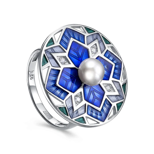 Кольцо серебряное 11-865-1590 | Кольца с жемчугом купить по выгодной цене в ювелирном магазине ⭐️ «Золотая Подкова»