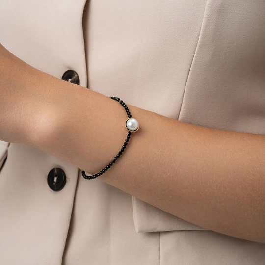 Браслет золотой 14-21320-1589 | Браслеты с ониксом купить по выгодной цене в ювелирном магазине ⭐️ «Золотая Подкова»