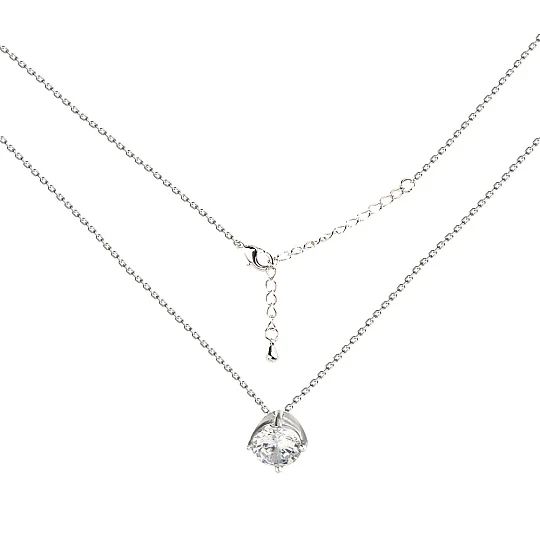 Колье серебряное C1SH4438 | Колье с фианитом купить по выгодной цене в ювелирном магазине ⭐️ «Золотая Подкова»