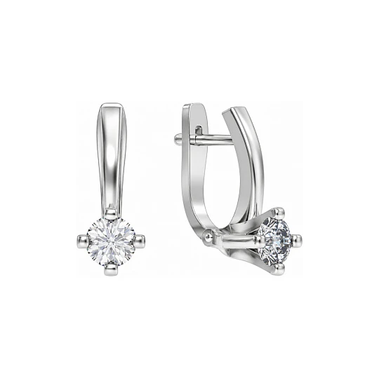 Серьги из серебра с фианитами