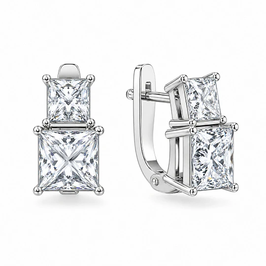 Серьги из серебра с фианитами
