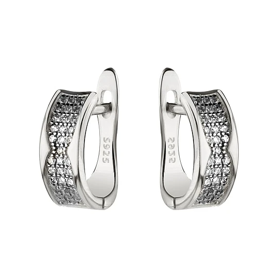 Серьги серебряные SET18954E | Серьги с фианитом купить по выгодной цене в ювелирном магазине ⭐️ «Золотая Подкова»