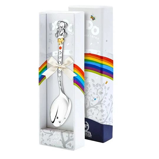 Ложка Ag 1183ЛЖ05808 поз. Мишка с бантом | Посуда купить по выгодной цене в ювелирном магазине ⭐️ «Золотая Подкова»