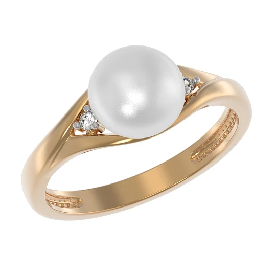 Кольцо золотое 1040231-11150 | Кольца с жемчугом купить по выгодной цене в ювелирном магазине ⭐️ «Золотая Подкова»